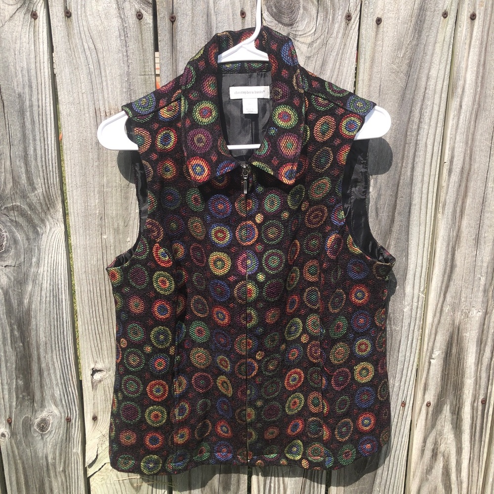 Christopher & Banks Multicolored Circle Geometric Patterns Vest